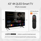 VIZIO 43-inch Quantum 4K QLED HDR Smart TV w/Dolby Vision HDR  120fps @1080p PC Gaming  WiFi 6  Bluetooth Headphone Capable  Apple AirPlay  Google Cast Built-in (VQD43M-0801  New)