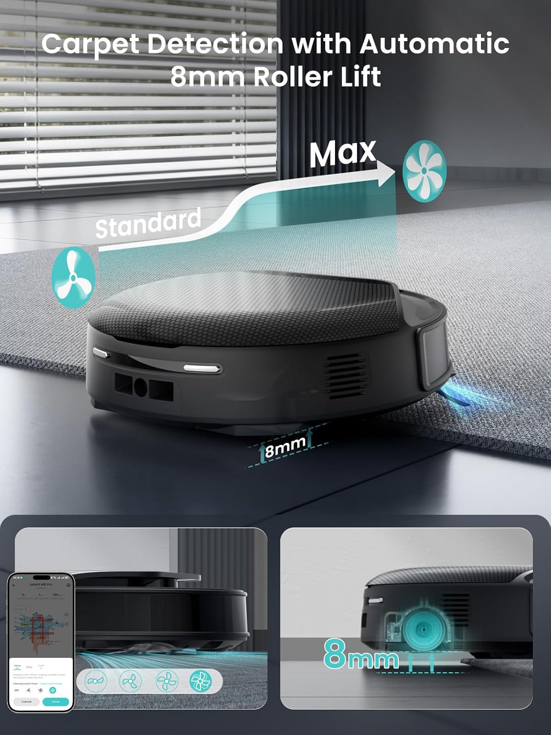 Lefant LiDAR Robot Vacuum and Mop, 18000Pa Suction, PSD 2.0 Smart Obstacle Avoidance, All-in-One Robot Vacuum 120 Day Self-Emptying, Auto Mop Washing, Drying&Refilling, Supports 2.4G/5G WiFi, M5 Pro