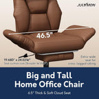 Cross Legged Office Chair with Pets Friendly Arms, Plus Size Criss Cross Desk Chair, Big and Tall Office Chair with Foot Rest, Reversible Armrests & Wide Seat, Brown