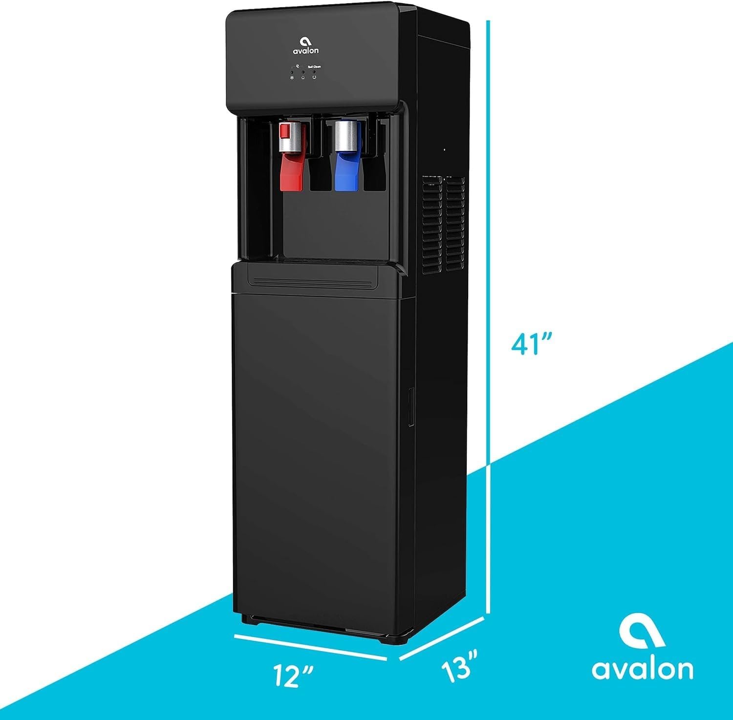 Avalon A6BLWTRCLRBLK Touchless Bottom Loading Cooler Dispenser-Hot & Cold Water, Child Safety Lock, Innovative Slim Design, Holds 3 or 5 Gallon Bottles-UL-Black