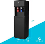 Avalon A6BLWTRCLRBLK Touchless Bottom Loading Cooler Dispenser-Hot & Cold Water, Child Safety Lock, Innovative Slim Design, Holds 3 or 5 Gallon Bottles-UL-Black