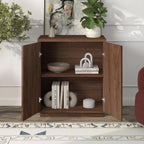 Henn&Hart 28" Fluted Wooden Accent Cabinet, Ribbed Modern Sideboard Buffet Cabinet with 2 Doors and an Adjustable Shelf for Living Room, Dining Room, Bedroom or Entryway, Medium Walnut