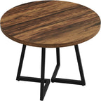 Tribesigns Round Dining Table for 2, 31.5" Industrial Kitchen Table with Metal Base, Small Table for Dining Room, Small Space, Apartment, Office, Restaurant, Rustic Brown & Black