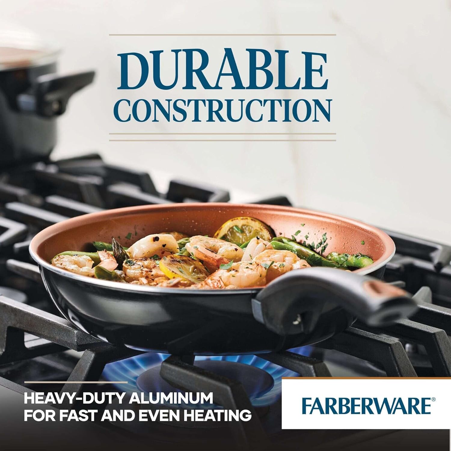 Farberware 10365 Glide Dishwasher Safe Nonstick Cookware Set / Pots and Pans Set - 11 Piece, Black