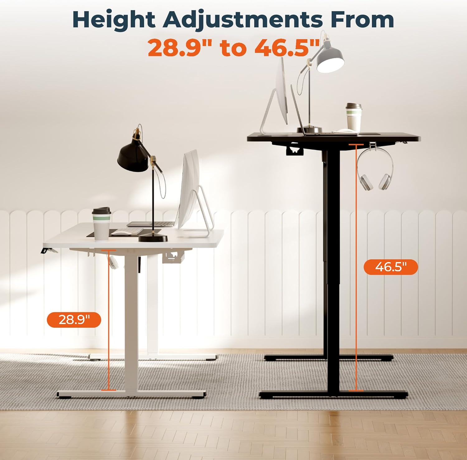 Standing Desk, Large 71x31 Inches Adjustable Stand Up Desk with Cable Management, Home Office Computer Desk with Memory Preset& Cup Holder, Black