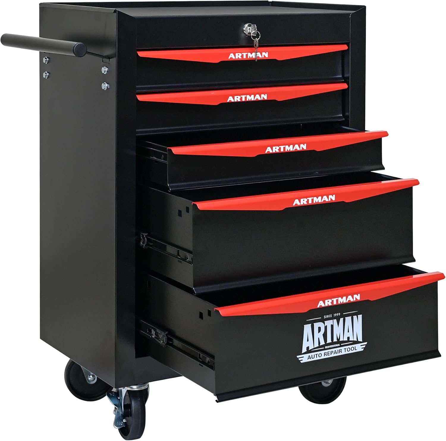 RYH 5 Drawers Rolling Tool Chest - Heavy Duty Mobile Tool Cart with Locking Wheels & Ball Bearing Drawers 30.5" H x 20.9" W x 13" D, Garage Tool Storage Cabinet (Black, 5 Drawers)