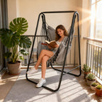 Hammock Chair with Stand,Heavy-Duty Hammock Stand with Large Indoor Swing,MAX Load 500 LBS,Hanging Chair with Stand for Indoor Outdoor,Swing Chair with 2 Cushions Included(Grey)