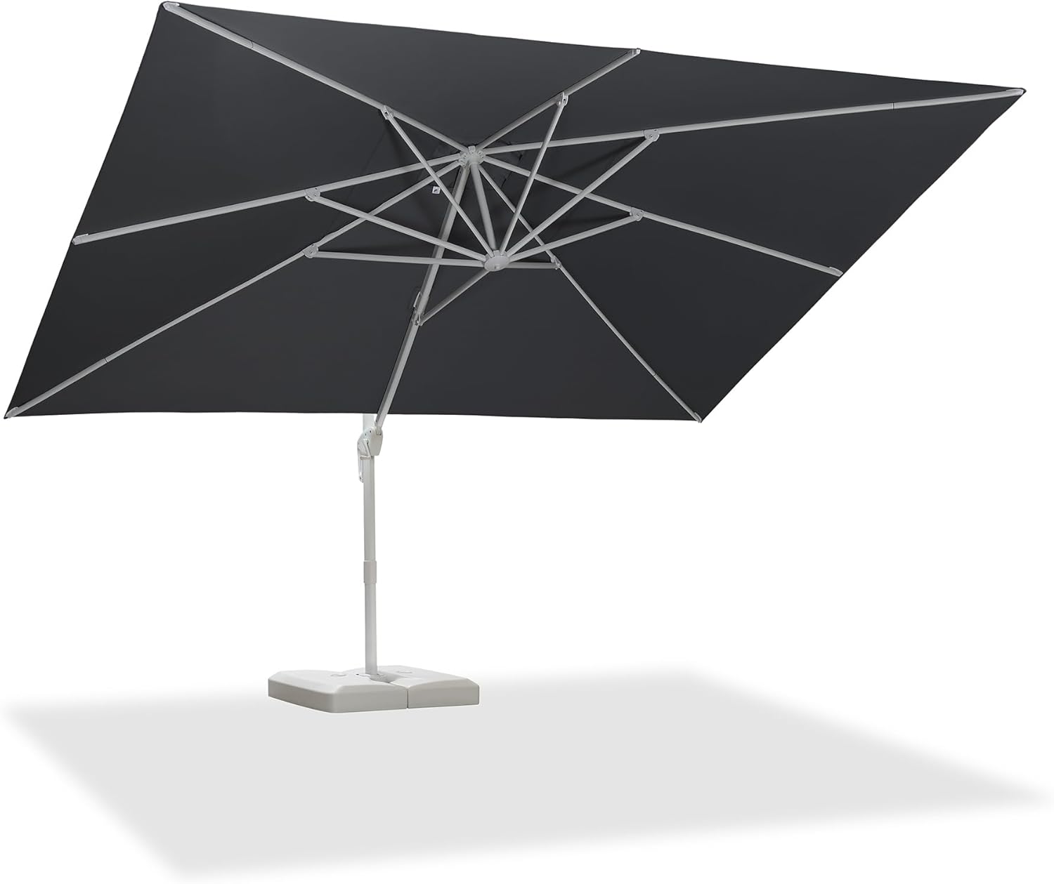 PURPLE LEAF 10' × 13' Patio Umbrella White Cantilever Umbrella Aluminum Square Outdoor Offset Umbrella Hanging Windproof with 360° Rotation for Garden Deck Pool, Light Grey