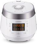 CUCKOO High Pressure Rice Cooker 10-Cup Uncooked / 20-Cup Cooked with Nonstick Inner Pot, Large Rice Maker with 13 Menu Options and Steam Plate, Fuzzy Logic Tech, Voice Guide, White (CRP-P1009SW)