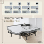 Sven & Son Harmony Adjustable Bed Base, Head and Foot Lift, Massage, Under-Bed Lights, USB, Memory, Zero Gravity Smart Frame - Queen