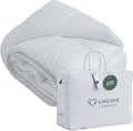 Lincove Canadian Down Comforter – Extremely Soft and Lightweight Duvet Insert – Corner Loops in Each Corner, 600 Thread Count - 100% Cotton Sateen Shell, Queen