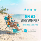 Ostrich the Deluxe 3N1 Lightweight Lawn Beach Reclining Lounge Chair with Footrest, Outdoor Furniture for Patio, Balcony, Backyard, or Porch, Aqua