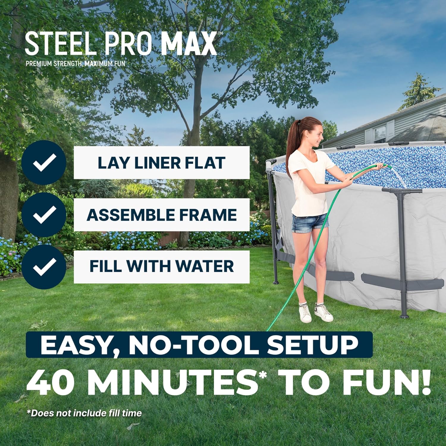 Bestway Steel Pro MAX 14' x 48" Above Ground Pool  Round Metal Frame Outdoor Swimming Pool Set with Filter Pump  Ladder  and Cover  Gray