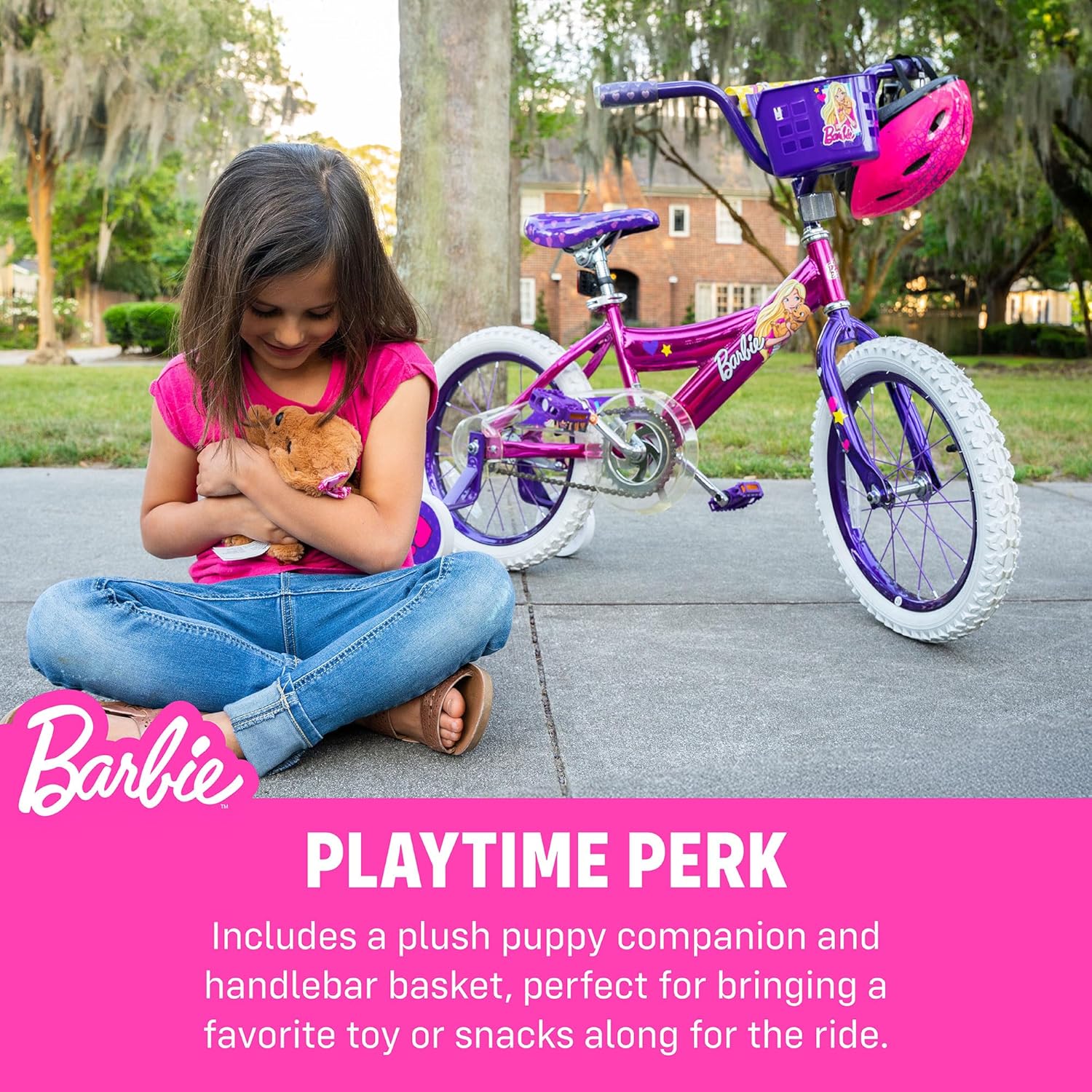 Dynacraft Barbie 16-inch Girls' Bike for Kids Ages 5-7 Years - Fun and Stylish Design, Sturdy and Durable, Perfect for Kids Learning to Ride, Easy to Assemble, Ideal for Young Riders