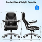 Big and Tall Office Chair with 5D Arms, 600lbs Fabric & PU Leather Heavy Duty Desk Chair, Adjustable Lumbar Support & Height, Tilt Function, High Back Ergonomic Executive Computer Chair