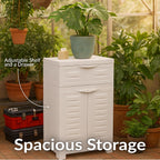 Sunnydaze 34.5" H Resin Garage Storage Cabinet - Garage Cabinet with Adjustable Shelf - Freestanding Utility Storage for Laundry Room, Office, Basement - Speckled White