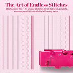 StitchMaster Pro Sewing Machine - Twin/Double Needle Compatible, 14 Stitches, Easy for Beginners & Home Users (Pink)