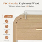 Night Stand Set of 2 Unique Curved Profile FSC-Certified Wooden Board 1-Drawer and 1 Storage Shelf Nightstand 24" H Metal Handle Modern Bedside Table Side Table End Table for Bedroom