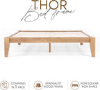 Thor Premium Solid Wood Bed Frame King, Japanese Joinery Bed Frame with Wood Slat Support, Platform Bed, No Box Spring Needed, Easy Assembly, Minimalist & Modern Style (Light Brown)