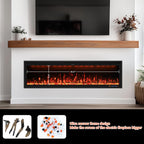 Valuxhome 60inch Recessed Electric Fireplace, Ultra Narrow Frame Design, 13 Flame Colors, 400 Sq.ft, 750/1500W