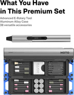 HOTO SNAPBLOQ™ R-A04 Mini Cordless Rotary Tool Kit, Coreless Motor, 22000 RPM Variable Speed, Powerful Engraving Pen, 38 Accessories for 3D Printer Sanding, Polishing, Drilling, Carving DIY Crafts