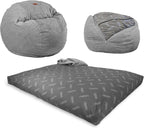 CordaRoy's Chenille Bean Bag-Convertible Bean Bag Chair-Machine-Washable Chenille Fabric Cover-for Basement,Living Room,Game Room,Dorm & More - Full Size - Charcoal | Made in The USA