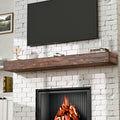 Fireplace Mantel, Handcrafted Mantel Shelf for Over Fireplace, Wood Mantel with Invisible Heavy Duty Bracket, Wood Floating Shelves for Wall-Mounted, 72 Inch, American Brown