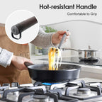 SENSARTE 14Pcs Pots and Pans Set Nonstick Cookware Set Kitchen Cooking Frying Pans with Stay-cool Handle, Dishwasher Safe, Induction Compatible, PFOA/PFOS Free, Black