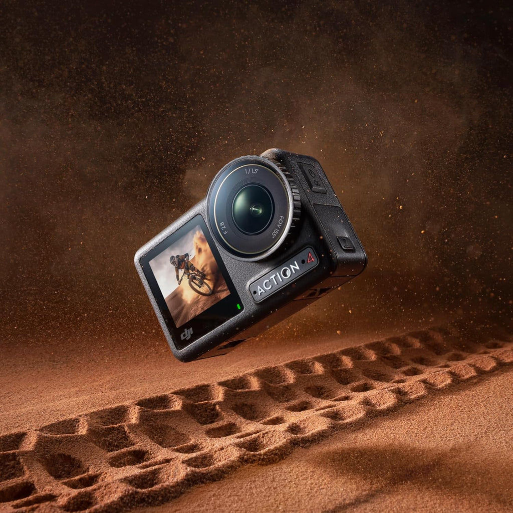 DJI Osmo Action 4 Essential Combo  4K/120fps Waterproof Action Camera with a 1/1.3-Inch Sensor  Stunning Low-Light Imaging  10-bit & D-Log M Color Performance  Long-Lasting 160 Mins  Outdoor Camera