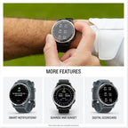 Garmin Approach® S44  Essential Golf GPS Smartwatch  AMOLED Display  On-Course Features  Silver Aluminum Bezel with Black Silicone Band