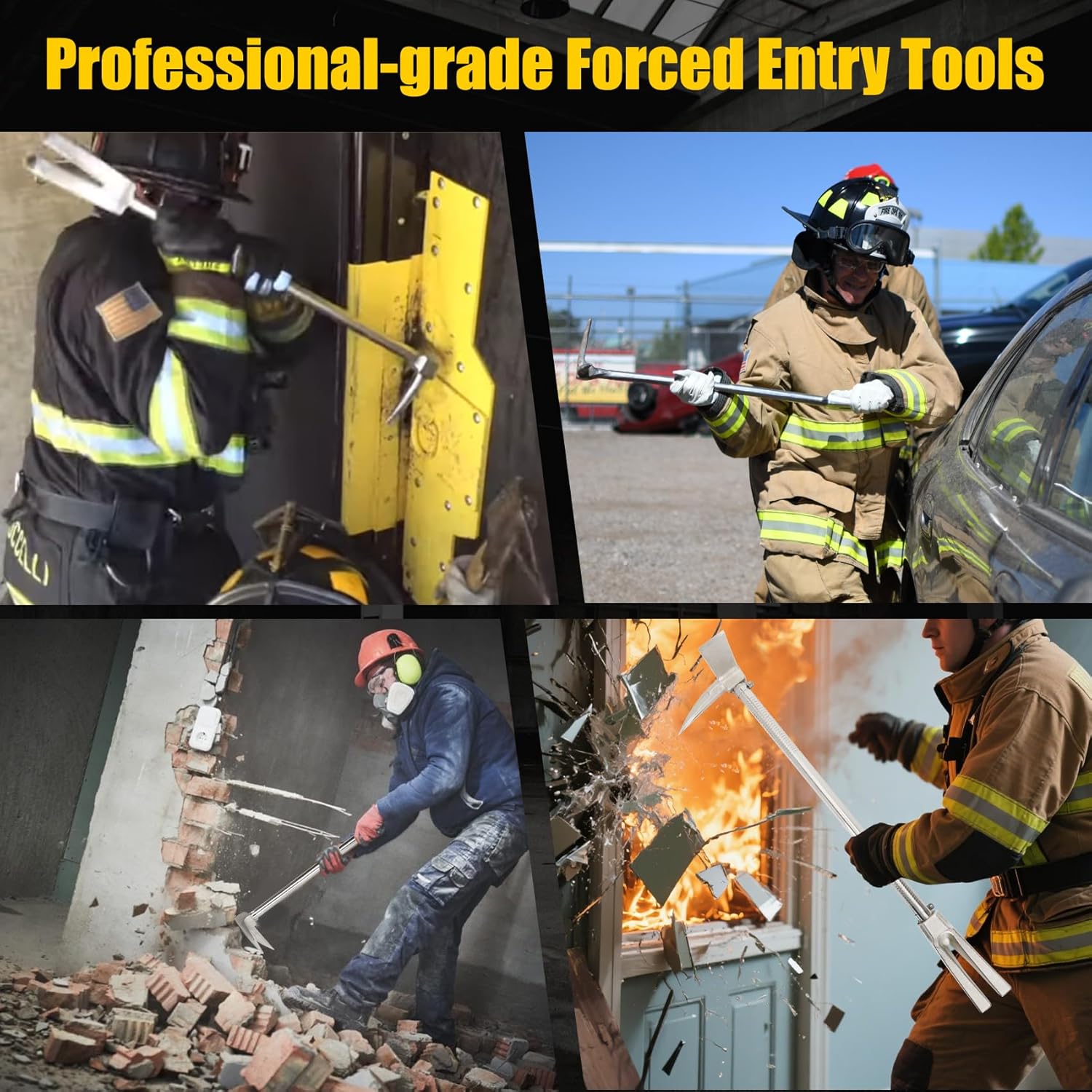 30" Halligan Tool, Halligan Bar with Carry Strap for Fire Rescue, Tactical Breaching & Emergency Entry