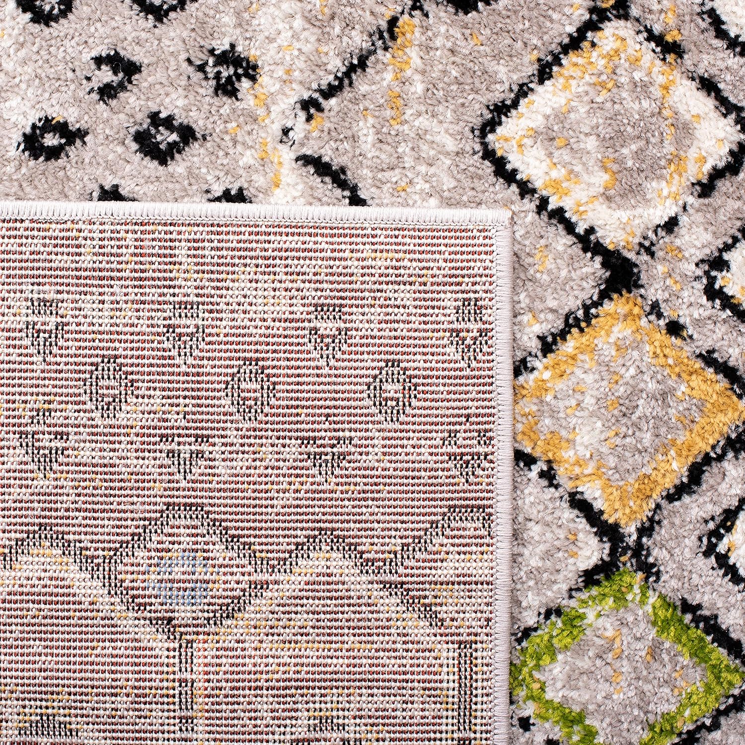 SAFAVIEH Amsterdam Collection Area Rug - 9' x 12', Light Grey & Multi, Moroccan Boho Design, Non-Shedding & Easy Care, Ideal for High Traffic Areas in Living Room, Bedroom (AMS108G)