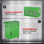 INTERGREAT Tool Chest Cabinet, 5-Drawer Rolling Tool Chest with Detachable Top Tool Box, Tool Chests with Universal Lockable Wheels, Metal Tool Cart for Garage, Workshop, Barbershop(Green)