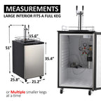 Beer Kegerator, Dual Tap Draft Beer Dispenser, Full Size Stainless Steel Keg Refrigerator With Drip Tray, CO2 Cylinder, 32°F- 50°F Temperature Control, 170L