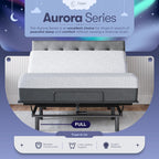 Celestial Aurora Adjustable Bed Base (Frame) + 8 inch Gel Memory Foam Mattress (Firm), Easy Assembly, Head and Foot Lift, Zero Gravity, Memory Positions, CertiPUR-US Bed - Full