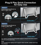 FOPO 14" Laptop Screen Extender  FHD 1200P IPS Monitor Extender  Just 1 Cable for 3 Screens Quad Monitor  Triple Extender for 12"-17.3" Laptops  Compatible with Windows 10/11 and Mac M1/M2/M3