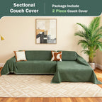 MEETSKY Sectional Couch Covers for Dog, 2 Pieces Sofa Cover Washable, Pet Couch Cover for L Shape Sofa, Sofa Slipcover for 3 Cushion Couch, Furniture Protector(XX-Large, 71"x118"+91"x134", Moss Green)