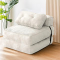 tantohom Folding Sofa Bed, Convertible Sleeper Chair with Pillow Foldable Mattress with Back Support,Space-Saving Sofa for Living Room,Bedroom (White)