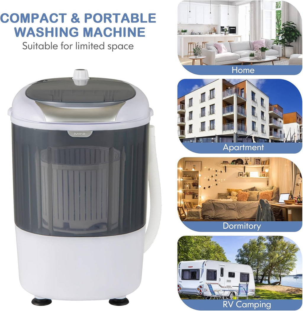 Giantex Portable Mini Washing Machine, Clothes Washer and Spinner Combo, 5.5 LBS Capacity, Small Compact Laundry Washer for Apartment Dorm RV (Grey & White)