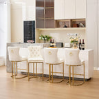 UVV Counter Height Bar Stools Set of 6, 26" Modern Barstools with Back, Velvet Upholstery Counter Chairs with Metal Legs for Kitchen Island, Bar, Counter, Beige
