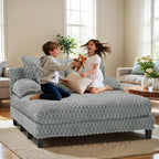 Faux Fur Chaise Lounge Indoor with Adjustable Backrest, 59 Inches Single Sleeper Sofa Chair with 3 Lumbar Pillows, Upholstered Oversized Lounge Chair for Living Room, Bedroom, Office