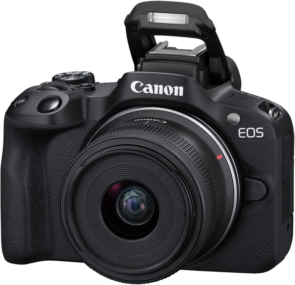 Canon EOS R50 Mirrorless Camera RF-S18-45mm F4.5-6.3 is STM Lens Kit  24.2 Megapixel CMOS (APS-C) Sensor  4K Video  Hybrid Camera  Photo and Video  Vlogging  Content Creator  RF Mount  Black