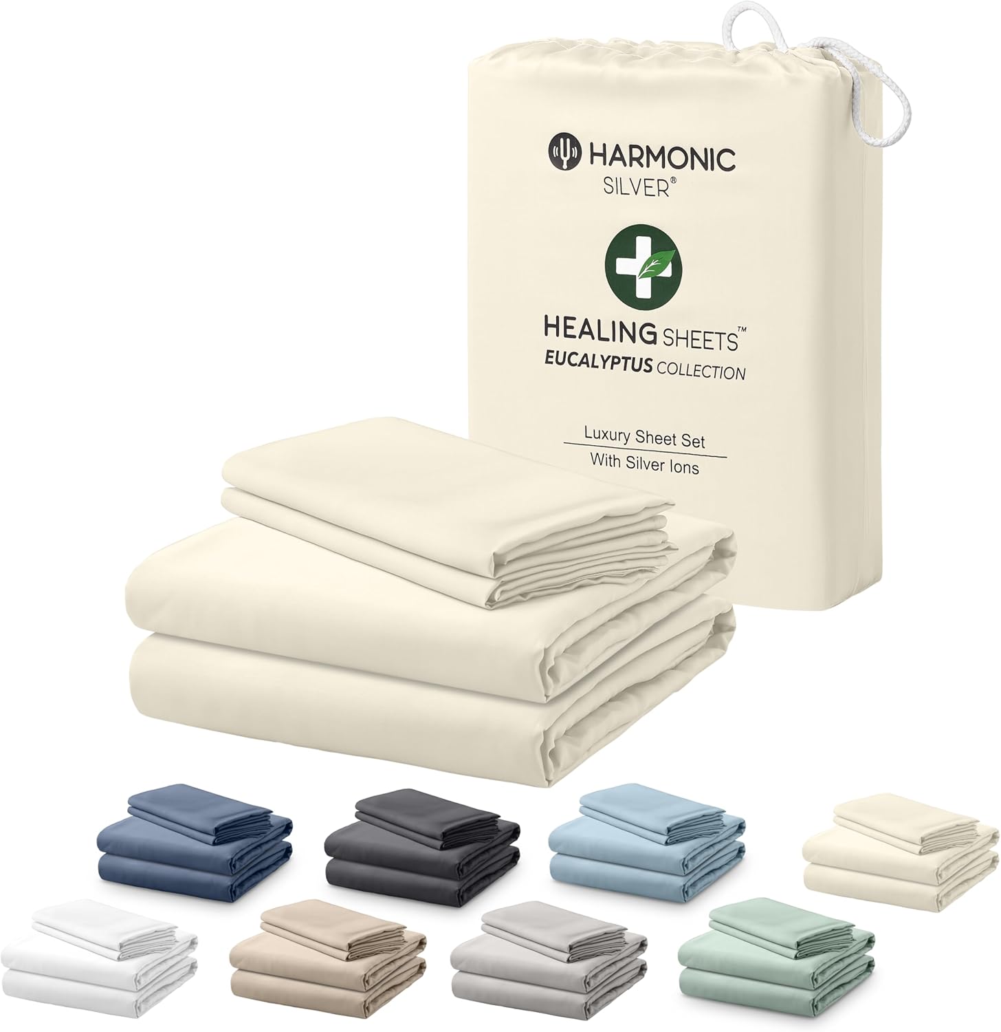 Eucalyptus Collection King Size Sheet w/Silver Ions | 100% Tencel | Ultra Soft | Cooling for Hot Sleepers | 18" Deep Pocket Ivory