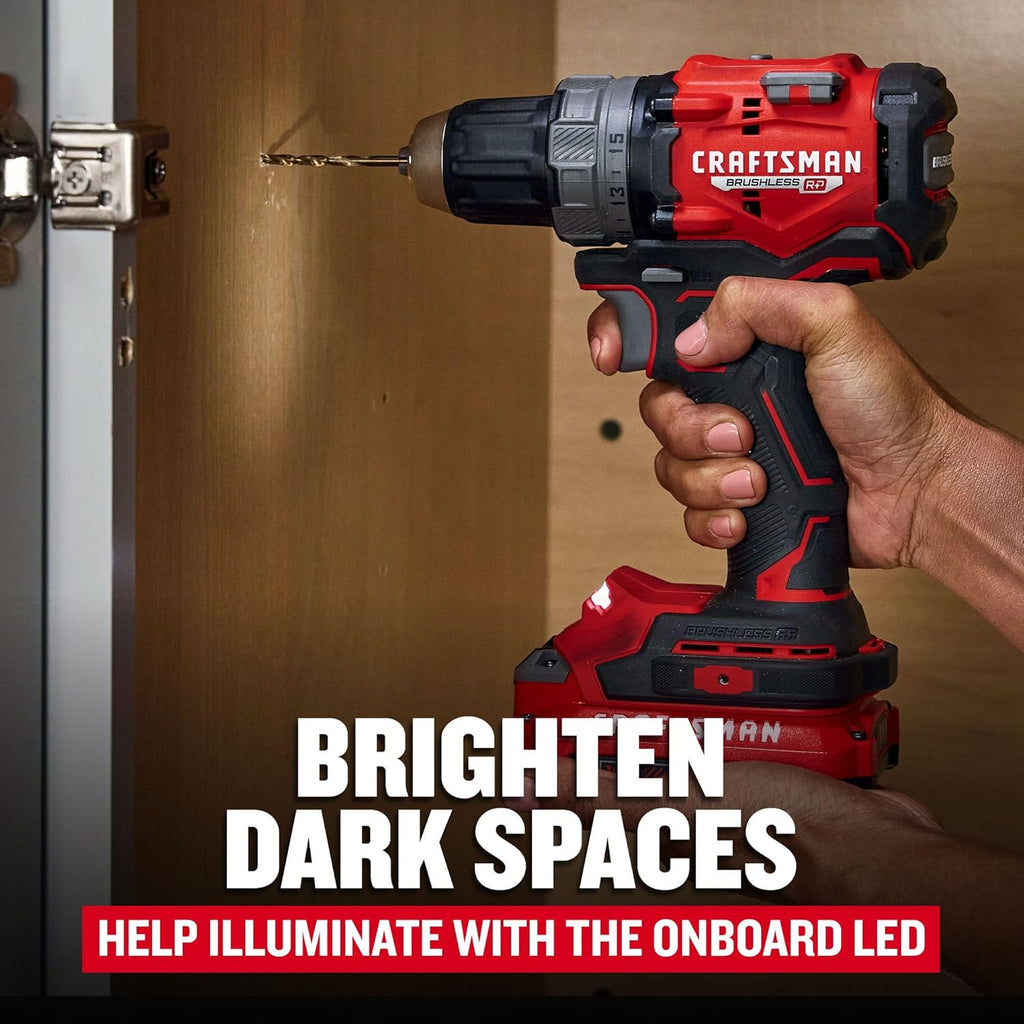CRAFTSMAN V20 1/2 Inch Drill/Driver Kit with 2 Batteries and Charger (CMCD725D2)