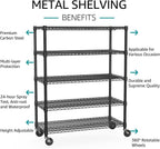IZEUK Garage Shelving Wide Storage Shelves 5 Tier Metal Shelves 4000 LBS Heavy Duty Adjustable Utility Shelf Rack Black 23.6" D x 53.1" W x 73.6" H