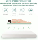 EGO White 8 Inch Short Queen Memory Foam RV Mattress, Cooling Gel Green Tea Mattress for RVs, Campers & Trailers, Bed in a Box, CertiPUR-US Certified, 60"×75", Medium Firm