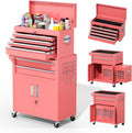 Greenvelly Tool Chest, 8-Drawer Rolling Tool Chest with Wheels, Detachable Top Tool Box, Assembled Tool Chest with Liner & Hooks, Rolling Tool Box for Garage, Workshop, Warehouse, Pink