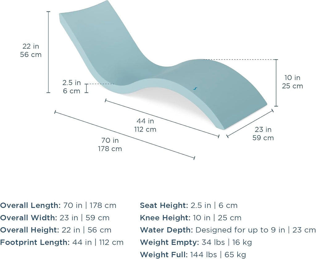 Ledge Lounger - Signature Chaise - Inside Pool & Sun Shelf Lounge Chair - Designed for Shallow Shelves Up to 9” - Compatible with All Pool Types - Poolside & Sun Deck Tanning - Set of 2 - Granite Grey