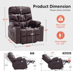 MCombo Power Lift Recliner Chair with Extended Footrest for Elderly People, Faux Leather 7287 (Dark Brown, Medium)