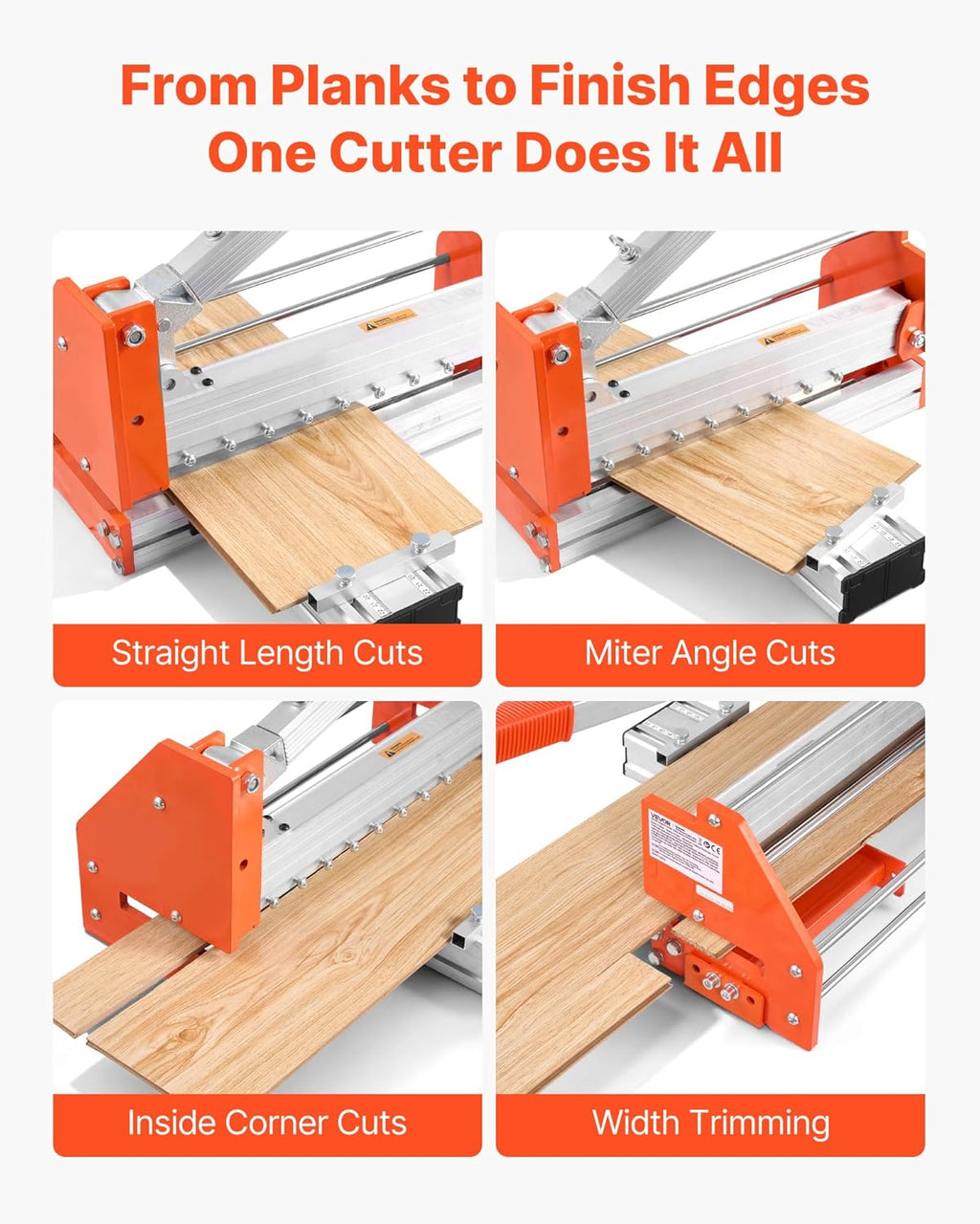 VEVOR 12 inch Vinyl Floor Cutter, 12mm Thick Laminate Flooring Cutter with Upgraded Labor-Saving Aluminum-Alloy Lever, Telescoping Support Plate, Cuts Certain Engineered Wood, LVT, VCT, SPC, LVP, WPC